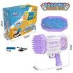 Bubble Machine Gun, Purple Bubble Gun with Lights/ Bubble Solution, 69 Holes Bubbles Machine for Adults Kids, Summer Toy Gift for Outdoor Indoor Birthday Wedding Party - Purple Bubble Makers