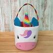 Easter Bunny Rainbow Unicorn Basket Egg Bags for Kids,Canvas Cotton Personalized Candy Egg Basket 20x22cm