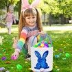 3 Pack Easter Eggs Hunt Baskets for Kids Sequins Bunny Ear Basket Egg Bags Rabbit Easter Party Decorations Gifts Toys Carry Bucket Tote 23x24cm