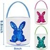 3 Pack Easter Eggs Hunt Baskets for Kids Sequins Bunny Ear Basket Egg Bags Rabbit Easter Party Decorations Gifts Toys Carry Bucket Tote 23x24cm