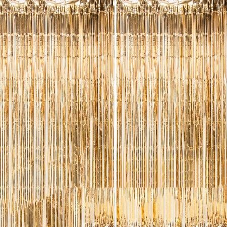 Backdrop Curtain,3FT x 8FT Metallic Tinsel Foil Fringe Curtains Photo Booth Background for Baby Shower Party Birthday Wedding Engagement Bridal Decorations (Champagne Gold,2 Pack)