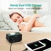 Small Digital Alarm Clock, FM Radio, Dual USB Charging Ports, Dual Alarms with 7 Sounds, Adjustable Volume, Temperature