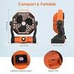 Portable Camping Fan Rechargeable Battery Operated Powered 270  Rotation Tent Floor Fan with Light/USB Cordless Hanging Powerful Outdoor Camp Travel Car