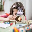 Easter Egg Decorating Spinner With Music Eggs Pens Kids Gift Plastic Holidays  Children Play Arts And Crafts Grey Rabbit And Brown Egg