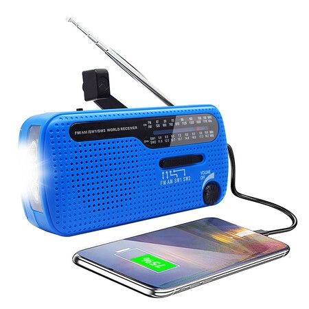 AM SW1 SW2 Multiband Hand Crank Solar Radio Camping Emergency Radio with Camping LED Torch for Outdoor Emergencies