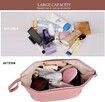 Waterproof Cosmetic Bag Large Capacity Travel Leather Makeup Bag Double Layer for all the Cosmetics-Pink