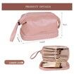 Waterproof Cosmetic Bag Large Capacity Travel Leather Makeup Bag Double Layer for all the Cosmetics-Pink