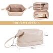 Waterproof Cosmetic Bag Large Capacity Travel Leather Makeup Bag Double Layer for all the Cosmetics-White