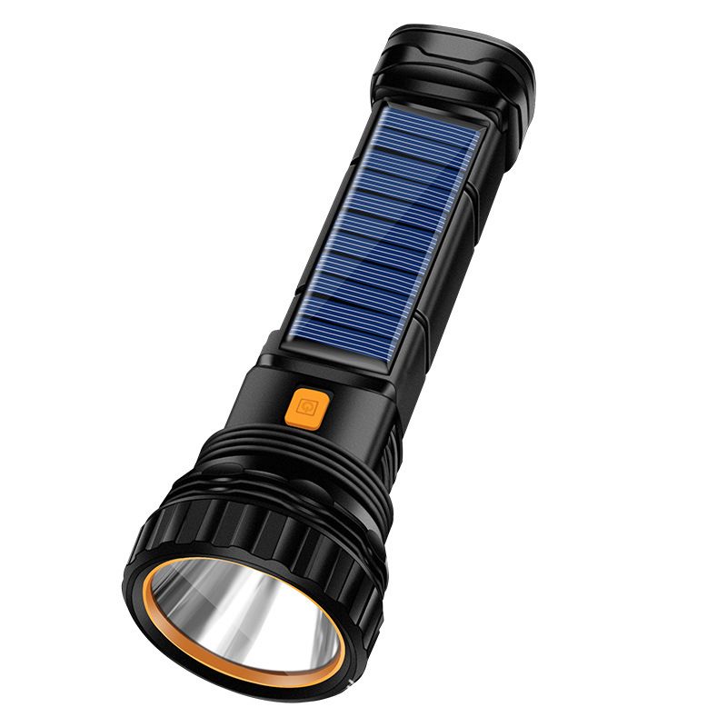 Multi-Function Solar/Rechargeable LED Flashlight, with Emergency Strobe Light and 1200mAh Battery