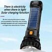 Multi-Function Solar/Rechargeable LED Flashlight, with Emergency Strobe Light and 1200mAh Battery