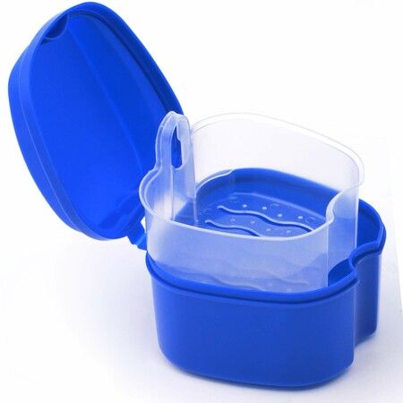 Denture Case, Denture Cup with Strainer, Denture Bath Box False Teeth Storage Box