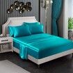 4 Piece Satin Bedding Sheet Pillowcase Sets Luxury Rich Silk Silky Super Soft Solid Color Reversible  Stain-Resistant Wrinkle Free (Teal)