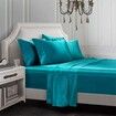 4 Piece Satin Bedding Sheet Pillowcase Sets Luxury Rich Silk Silky Super Soft Solid Color Reversible  Stain-Resistant Wrinkle Free (Teal)