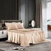 4 Piece Satin Bedding Sheet Pillowcase Sets Luxury Rich Silk Silky Super Soft Solid Color Reversible  Stain-Resistant Wrinkle Free (Khaki)