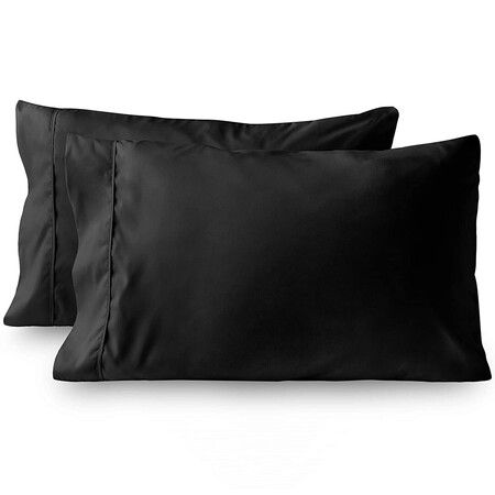 2Pc Brushed Polyester PillowsCase Effen Kleur Envelop Beddengoed  Ultra Zachte PillowsCase Color Black Queen Size