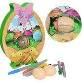 Easter Egg Decorations Kit,Egg Dye Decorator Machine with 8 Colourful Quick Drying Mark Pens, 3 Plastic DIY Painting Decoration Eggs