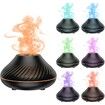 7 Color Flame Aroma Diffuser Essential Oil Lamp USB Portable Air Humidifier with Color Night Light Fragrance Home Car Color Black