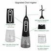 Oral Irrigator Wireless Electric with 5 Modes and 6 Nozzles Water Flosser IPX7 Waterproof USB Charging 300 ml Tooth Cleaner for Home Travel (Black)