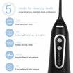 Oral Irrigator Wireless Electric with 5 Modes and 6 Nozzles Water Flosser IPX7 Waterproof USB Charging 300 ml Tooth Cleaner for Home Travel (Black)