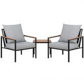 Gardeon 3PC Outdoor Furniture Bistro Set Lounge Setting Chairs Table Patio Black