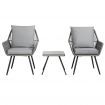 Gardeon 3PC Outdoor Furniture Bistro Set Lounge Setting Chairs Table Patio Grey