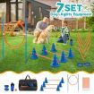 Dog Agility Equipment 7 Set Pet Obstacle Training Course Supplies Jump Puppy Hurdle Cones Weave Poles Carry Bag Water Bottle Bowl