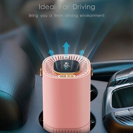 Mini Air Purifier True HEPA Filter Cleans Air Remove Dust Pet Dander Pollen for Home Eliminates Smoke & More-Pink