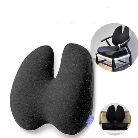 Extra Dense Lumbar Pillow - Patented Ergonomic Multi-Region Firm Back Support for Office Chair Car Sofa- Black