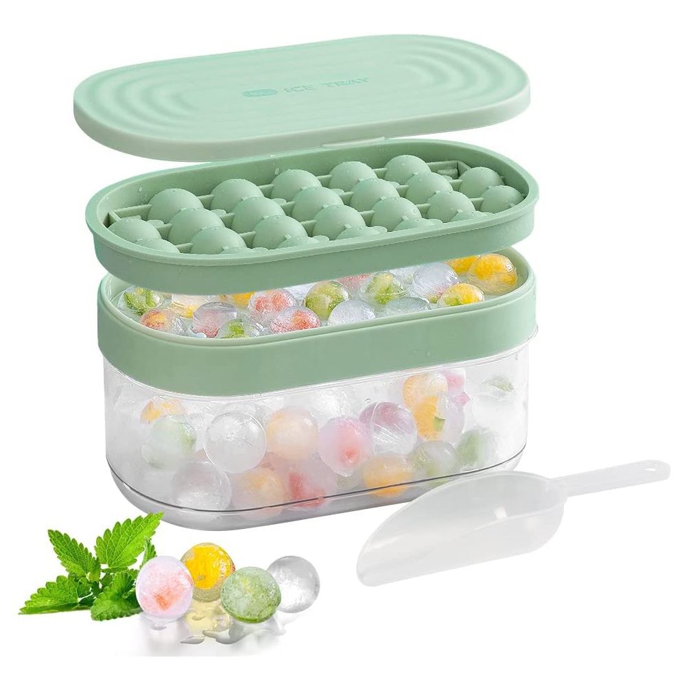 Round Ice Cube Trays,Ice Tray for Freezer with Lid And Bin for Chilled Drink,Cocktail