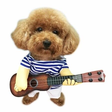 Pet Guitar Costume Dog Costumes Cat Halloween Christmas Cosplay Party Funny Outfit Clothes (Size L)
