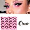 Natural Brown Lashes Wispy Faux Mink Eyelashes Cat Eye 11mm Fluffy False Lashes Natural Look 14 Pairs Strip Eyelashes Pack