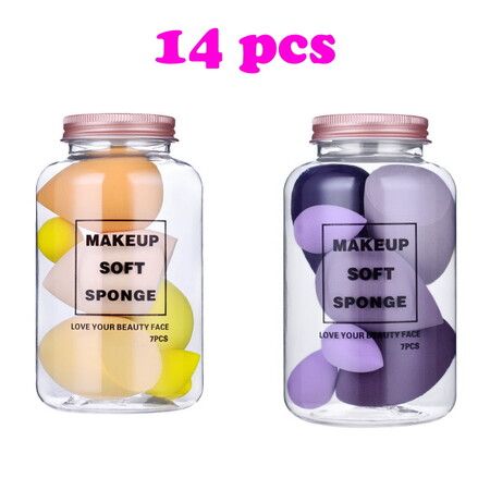 14pcs Complexion Sponge Makeup Blender Beauty Sponge Eggs For Touch Ups, Beauty Foundation  Latex Free Liquid Foundation Powder Color Random Send