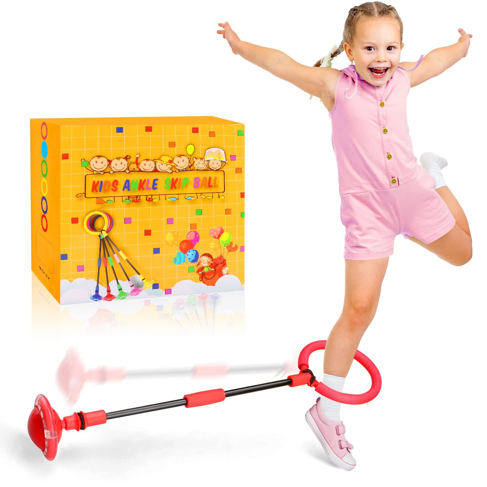 Ankle Skip Ball for Kids,Foldable Flash Wheel Skip Ball, Outside