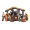 Jesus Nativity Scene Figurine for Table Window Sill Decor, Manger Set Resin Crafts Ornaments Nativity Religious Gifts(20.5X6.5X15.5CM)