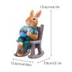 Rabbit Rocking Chair Sculpture with Egg, Resin Figurine Art Craft Decoration, Miniature Fairy Landscape Ornament for Patio Lawn(15.6X7.8X12.6CM)