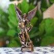 Saint Michael the Archangel Resin Demon Statue Religious Catholic Peace Justice Home Office Ornament Collectible Gift(31.5X16X7.6CM)