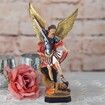 The Great Protector Saint Archangel Michael Defeated the Evil Dragon Religious Collectible Battle Angel Sculpture Christian Figurines(21.5X12.5X6CM)