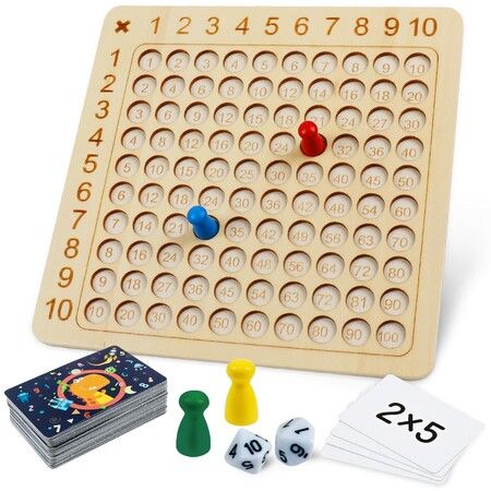 Wooden Montessori Multiplication Board Game Educational Board Math Games for Kids Over 3 Years Old