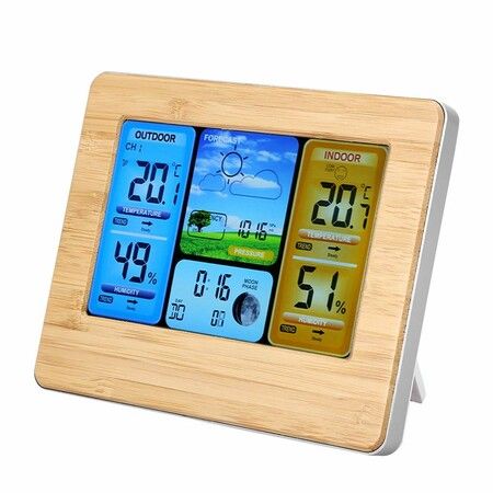 Wireless Indoor Outdoor Weather Station LCD Digital Wireless Portable Wall Mount Thermometer High Right Indoor Outdoor Humidity