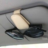 Sunglasses Holders for Car Sun Visor,Magnetic Leather Glasses Eyeglass Hanger Clip for Car,Ticket Card Clip Eyeglasses Mount,Car Visor Accessories (Beige)