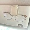 Sunglasses Holders for Car Sun Visor,Magnetic Leather Glasses Eyeglass Hanger Clip for Car,Ticket Card Clip Eyeglasses Mount,Car Visor Accessories (Beige)