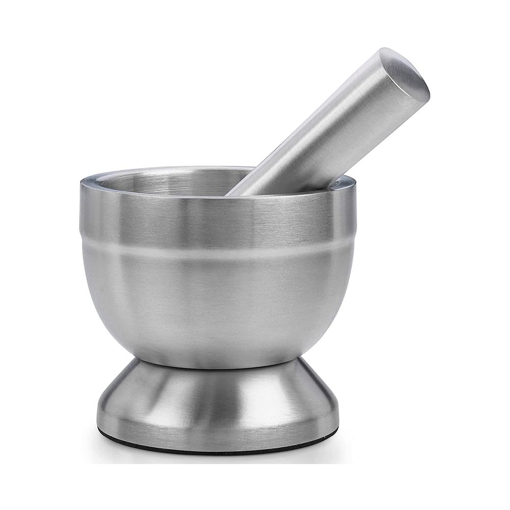 Pill Crusher, 304 Food Grade Stainless Steel Mortar and Pestle Medicine Grinder Set