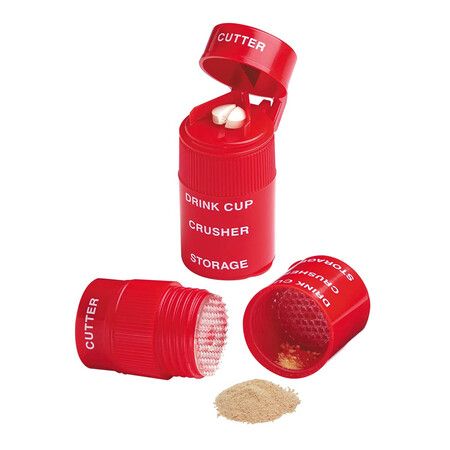 Pill Crusher, Cutter and Grinder with Stainless Steel Blade, Removable Drinking Cup 1 Pack