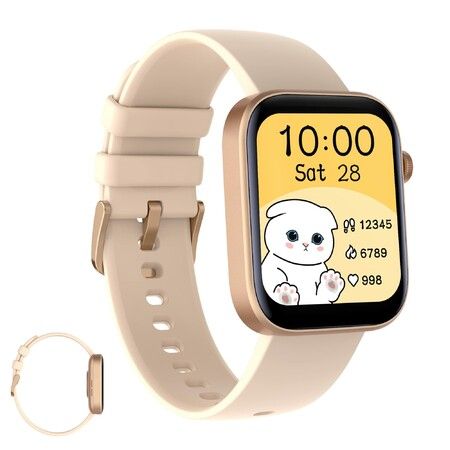 Smart Watch Fitness Tracker 1.8" Touch Screen 108 Sports Waterproof Heart Rate/Sleep Monitor/Pedometer/Calories-Gold