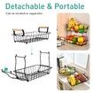 2 Tier Countertop Fruit Basket for Kitchen Vegetable Fruits Basket Bowl Stand Metal Rectangle Wire Basket Storage Holder for Fruits Veggies Bread Snacks Kitchen Organizer (Black)