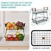 2 Tier Countertop Fruit Basket for Kitchen Vegetable Fruits Basket Bowl Stand Metal Rectangle Wire Basket Storage Holder for Fruits Veggies Bread Snacks Kitchen Organizer (Black)