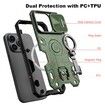 iPhone 14 Pro Max Case Armor Compatible with MagSafe with Rotatable Kickstand & Camera Cover-Green