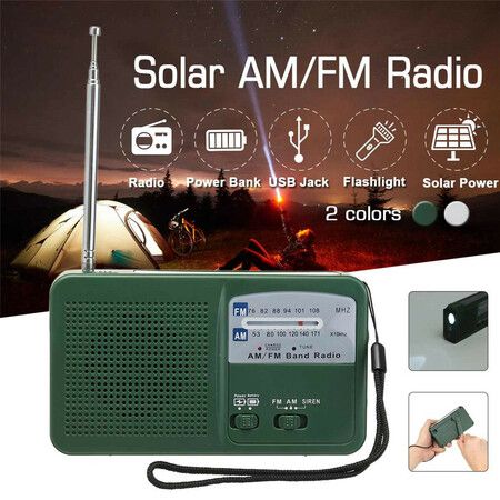 Emergency  Solar Powered Hand-cranked Radio LED flashlights Siren FM/AM Weather Radio with Rechargeable USB Phone Charger for Outdoor Camping(Green)