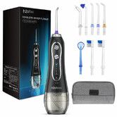 Portable Dental Flosser with 5 Modes, 6 Replaceable Jet Tips, Rechargeable Waterproof Teeth Cleaner for Home and Travel