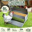 Auto Chicken Feeder Poultry Chook Food Feeding Automatic Treadle Dispenser Rat Water Proof Galvanised Steel Self Opening Coop 9L